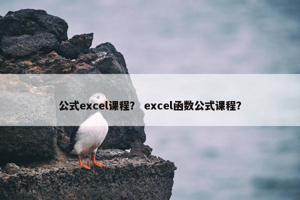 公式excel课程？ excel函数公式课程？