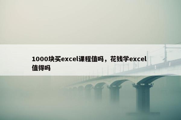 1000块买excel课程值吗，花钱学excel 值得吗