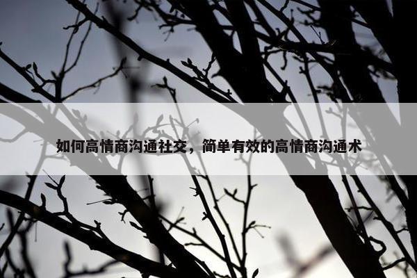 如何高情商沟通社交，简单有效的高情商沟通术