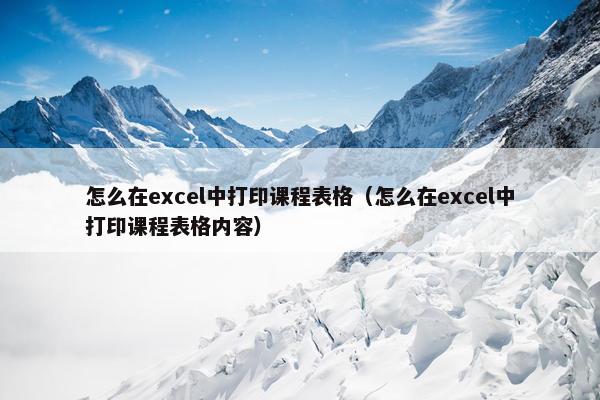 怎么在excel中打印课程表格（怎么在excel中打印课程表格内容）