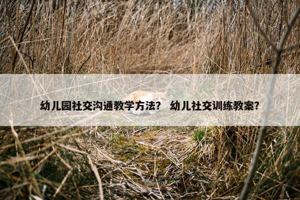 幼儿园社交沟通教学方法？ 幼儿社交训练教案？