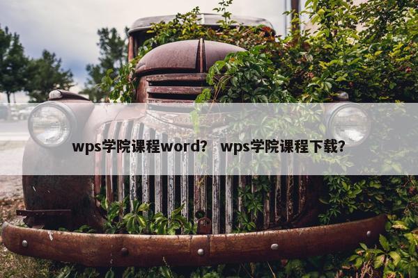 wps学院课程word？ wps学院课程下载？