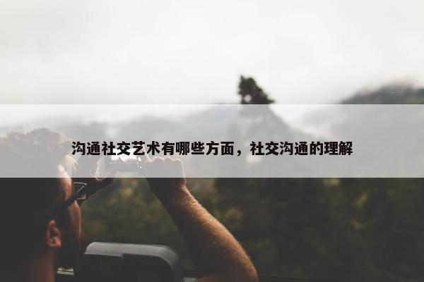 沟通社交艺术有哪些方面，社交沟通的理解