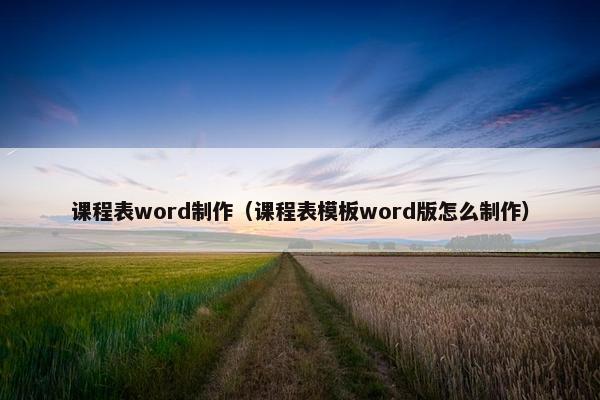 课程表word制作（课程表模板word版怎么制作）