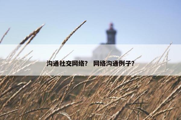 沟通社交网络？ 网络沟通例子？