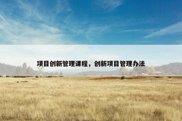 项目创新管理课程，创新项目管理办法