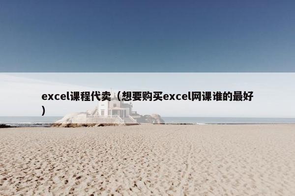 excel课程代卖（想要购买excel网课谁的最好）