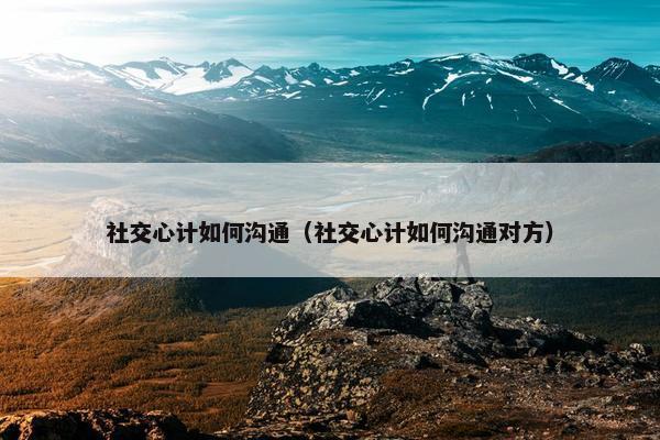 社交心计如何沟通（社交心计如何沟通对方）