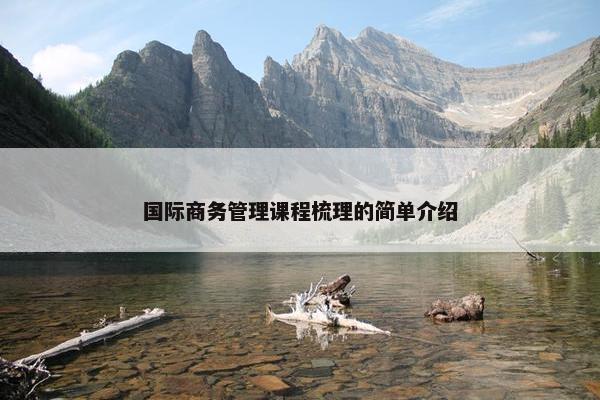 国际商务管理课程梳理的简单介绍