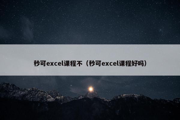 秒可excel课程不（秒可excel课程好吗）