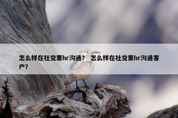 怎么样在社交里hr沟通？ 怎么样在社交里hr沟通客户？