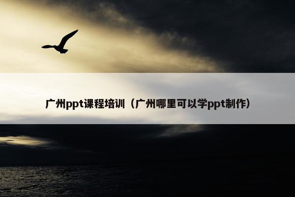 广州ppt课程培训（广州哪里可以学ppt制作）