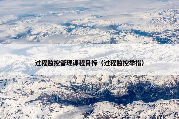 过程监控管理课程目标（过程监控举措）