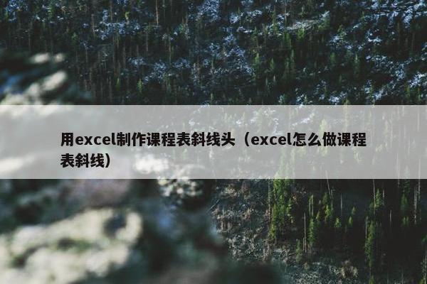 用excel制作课程表斜线头（excel怎么做课程表斜线）