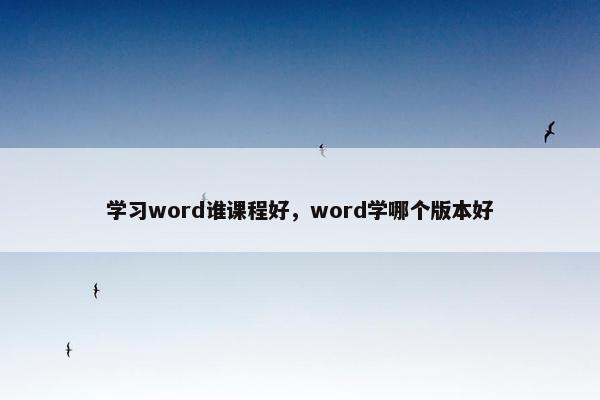 学习word谁课程好，word学哪个版本好