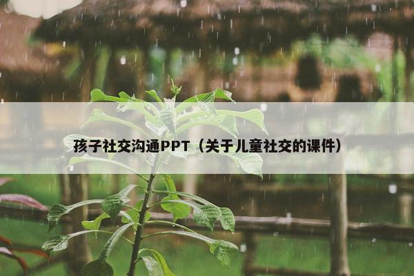 孩子社交沟通PPT（关于儿童社交的课件）