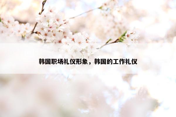 韩国职场礼仪形象，韩国的工作礼仪