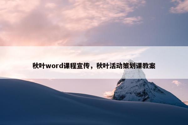 秋叶word课程宣传，秋叶活动策划课教案