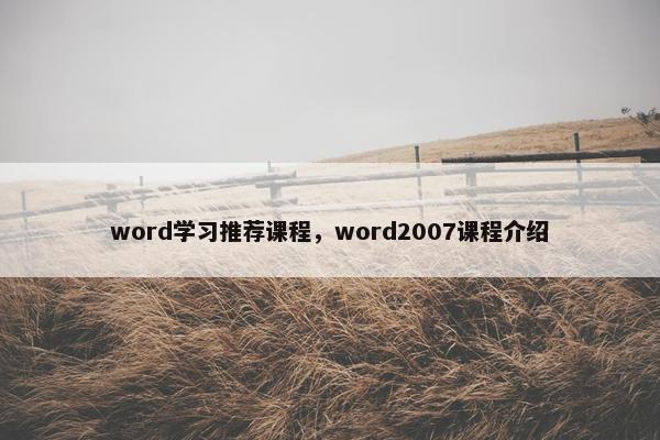 word学习推荐课程，word2007课程介绍