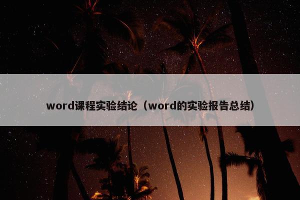 word课程实验结论（word的实验报告总结）