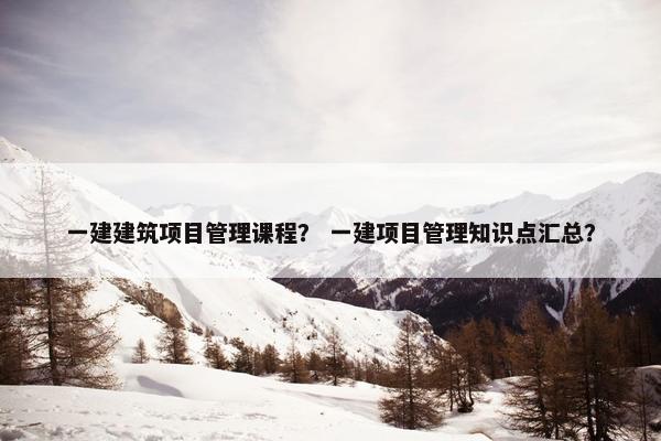 一建建筑项目管理课程？ 一建项目管理知识点汇总？
