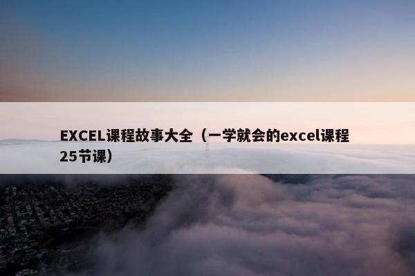 EXCEL课程故事大全（一学就会的excel课程 25节课）