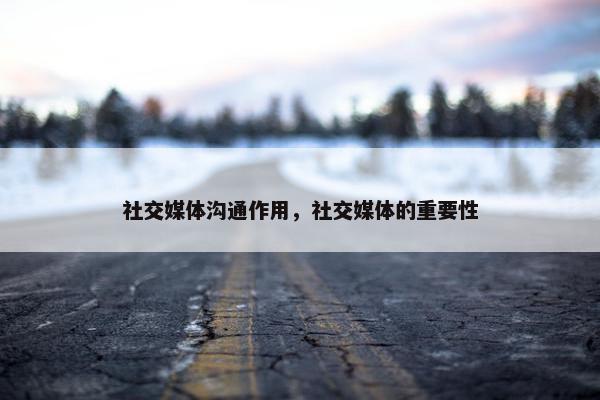社交媒体沟通作用，社交媒体的重要性