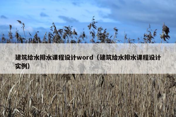 建筑给水排水课程设计word（建筑给水排水课程设计实例）