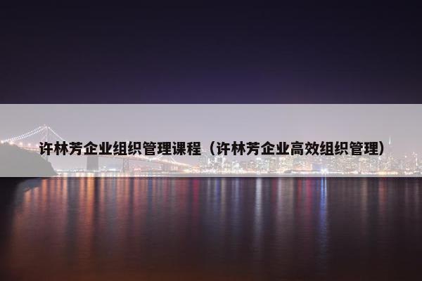 许林芳企业组织管理课程（许林芳企业高效组织管理）
