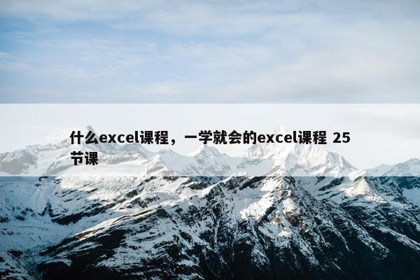 什么excel课程，一学就会的excel课程 25节课