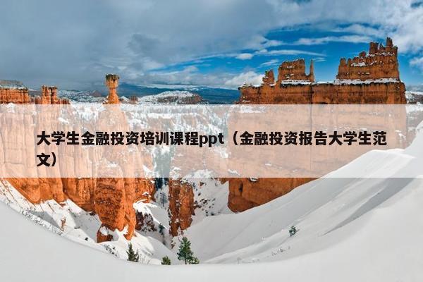 大学生金融投资培训课程ppt（金融投资报告大学生范文）
