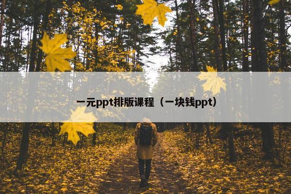一元ppt排版课程（一块钱ppt）