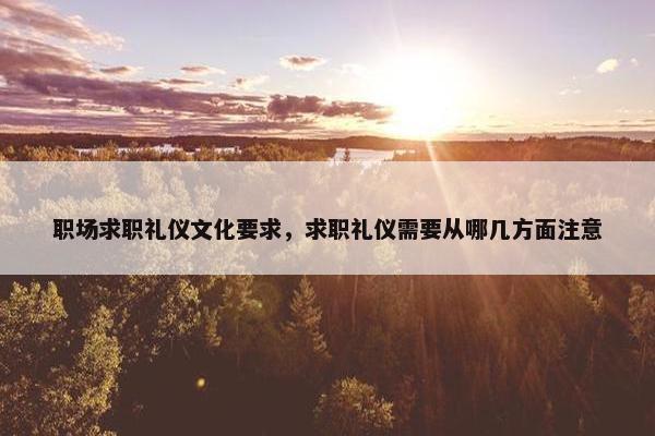 职场求职礼仪文化要求，求职礼仪需要从哪几方面注意