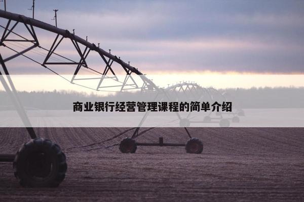 商业银行经营管理课程的简单介绍