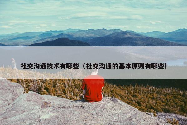 社交沟通技术有哪些（社交沟通的基本原则有哪些）