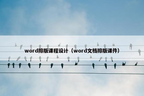 word排版课程设计（word文档排版课件）