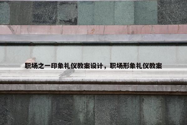 职场之一印象礼仪教案设计，职场形象礼仪教案