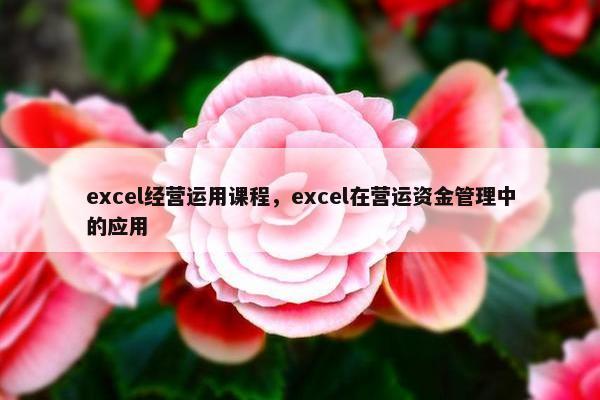 excel经营运用课程，excel在营运资金管理中的应用