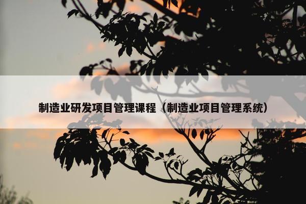制造业研发项目管理课程（制造业项目管理系统）