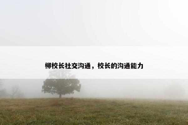 柳校长社交沟通，校长的沟通能力