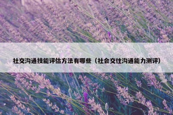 社交沟通技能评估方法有哪些（社会交往沟通能力测评）