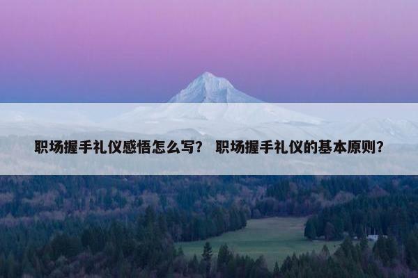 职场握手礼仪感悟怎么写？ 职场握手礼仪的基本原则？