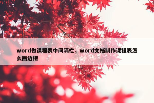 word做课程表中间隔栏，word文档制作课程表怎么画边框