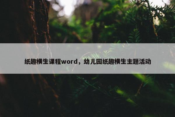 纸趣横生课程word，幼儿园纸趣横生主题活动