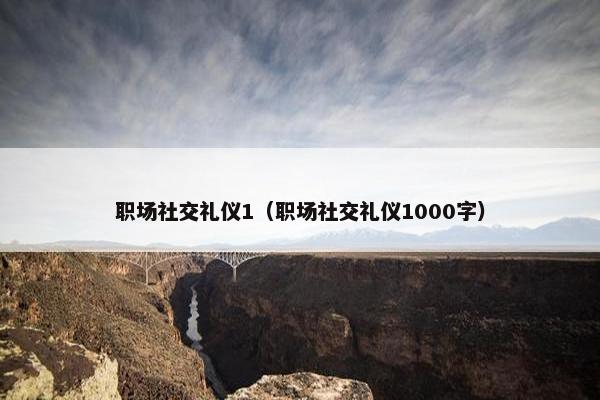 职场社交礼仪1（职场社交礼仪1000字）