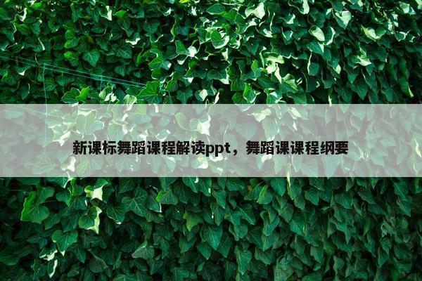 新课标舞蹈课程解读ppt，舞蹈课课程纲要