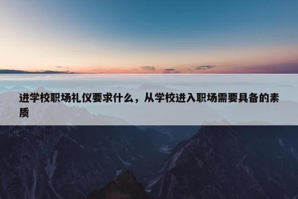 进学校职场礼仪要求什么，从学校进入职场需要具备的素质