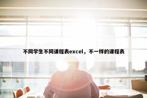 不同学生不同课程表excel，不一样的课程表