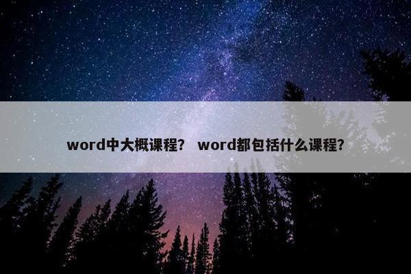 word中大概课程？ word都包括什么课程？