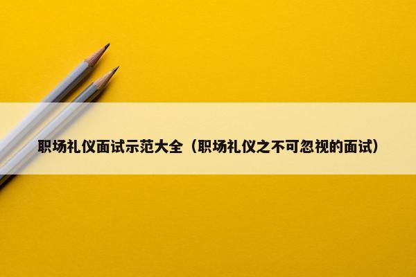 职场礼仪面试示范大全（职场礼仪之不可忽视的面试）